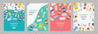 Online pharmacy ad poster set with colorful pill bottles, boxes and syringes