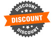 discount sign. discount orange-black circular band label