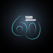 60 years anniversary vector logo, icon. Graphic design element with neon number
