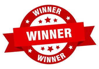 Wall Mural - winner ribbon. winner round red sign. winner