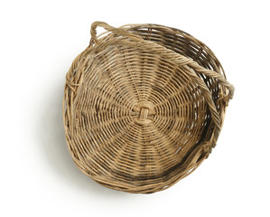 Wall Mural - Wicker gift basket top view (with clipping path) isolated on white background