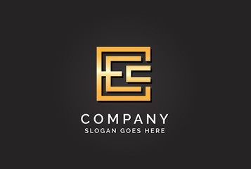 Wall Mural - Luxury initial letter EEC golden gold color logo design