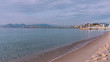 Quiet beach close to the harbour of Cannes at the French Riviera, the Cote d'Azur, France