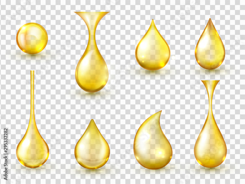 Fotografía Oil drops realistic vector isolated illustrations collection