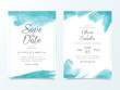 © KeepMakingArt - Blue brush stroke wedding invitation card template. Elegant abstract background save the date, invitation, greeting card, multi-purpose vector