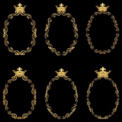 Poster - set of golden frames with royal crown