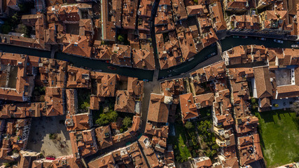 Wall Mural - view over the skyline of Venice Italy. above Venice in Italy Europe. beautiful city Venice landscape aerial view. aerial drone shot over Venice