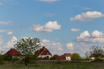 Wall Mural - Outskirts of Chisinau. Panorama with the capital of Moldova. Cloudy sky before the rain.