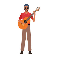 Wall Mural - musician with guitar icon, flat design