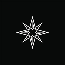 Northstar Symbol Icon Logo Template Isolated On Black In Flat Design Monogram Illustration