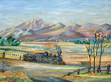 A Train Moving Through Wild Wild West Naive Painting