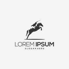 Wall Mural - horse jockey silhouette logo illustrations