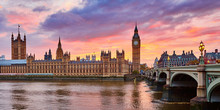 Big Ben And Westminster Bridge At Sunset