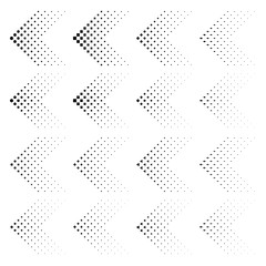 Set of arrows with halftone effect. Vector illustration EPS10. Black arrows collection isolated on white