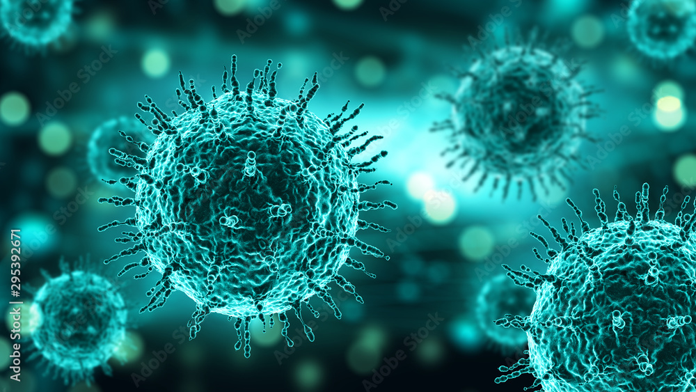 3D medical background with abstract virus cells - obrazy, fototapety, plakaty 
