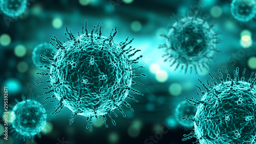 Fotografía 3D medical background with abstract virus cells