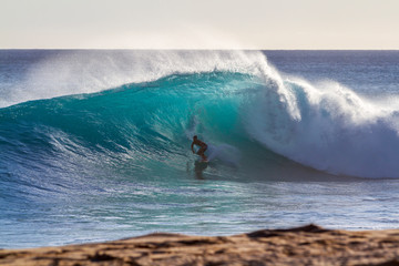 Wall Mural - Surfing a wave in Hawaii