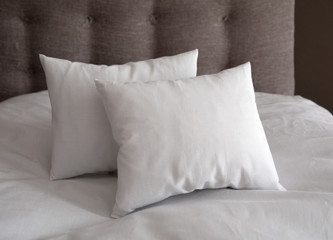 Two white pillows on the bed