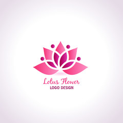 Wall Mural - Logo lotus flower people figures vector image