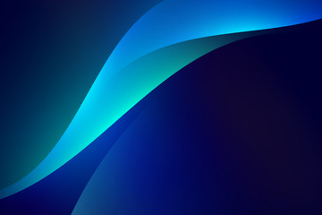 Wall Mural - abstract light blue green curve graphic on dark background, copy space composition.