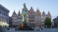 Grote Markt square day to night time lapse in Antwerp, Belgium