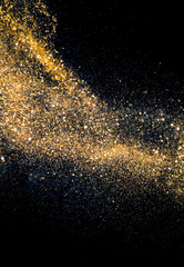 Wall Mural - glitter lights grunge background, gold glitter defocused abstract twinkly gold lights background.