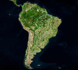 High resolution Satellite image of South America (Isolated imagery of South America. Elements of this image furnished by NASA)