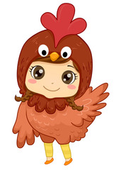 Poster - Kid Girl Animal Costume Chicken Illustration