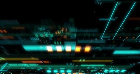 Flying over abstract motion background, a futuristic circuit board, Digital motherboard. Digital grid, CPU Processing, Digital network, Computing, GPU gaming, Web, internet. 3D render