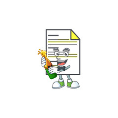 Poster - With beer document cartoon mascot on white background