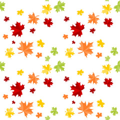 autumn leaves seamless pattern on white background