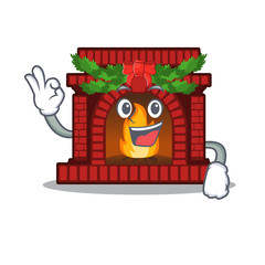 Canvas Print - Okay christmas fireplace in the cartoon shape