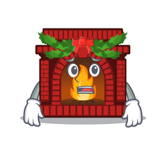 Sticker - Afraid christmas fireplace on of cartoon table