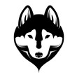 Head of a dog siberian husky. Black and white.