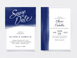 © KeepMakingArt - Elegant indigo brush stroke wedding invitation cards template. Artistic blue abstract background save the date, invitation, greeting card, multi-purpose vector