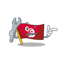 Poster - Mechanic flag tunisia character isolated with cartoon