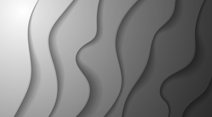 Wall Mural - abstract blank paper background vector in white and gray tones, waves overlapping with modern shadow