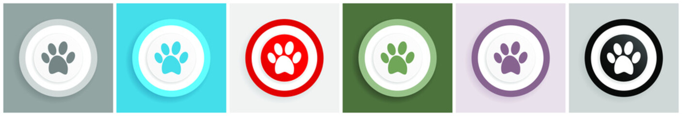 Poster - Foot icon set, colorful flat design vector illustrations in 6 options for web design and mobile applications
