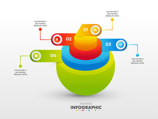 3D concentric sphere diagram for Business Infographic concept with four steps.