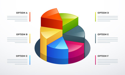 Wall Mural - 3d pie chart in different growth steps for business infographics concept.