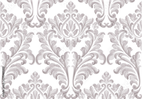 Rococo texture pattern Vector. Floral ornament decoration. Victorian engraved...
