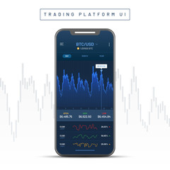 Canvas Print - Cryptocurrencies trading, and exchange UI or UX concept for Mobile Apps.