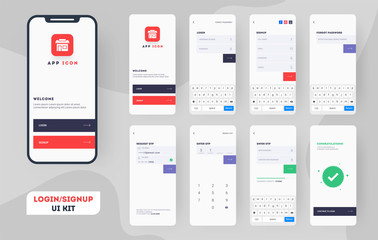 Wall Mural - material design ui, ux and gui layout with different login screens including account sign in, sign u