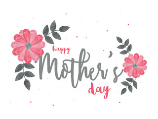 Sticker - Happy Mother's Day on white background decorated with beautiful flower. can be used for greeting card.