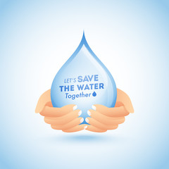 Canvas Print - Hands protected to water drop for Save The Water concept. Can be used as poster or template design.