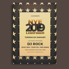 Sticker - NYE (New Year Eve) invitation card or template design with date, time and venue details.