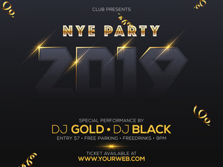 Poster - New Year party template or poster design with time, date and venue details.