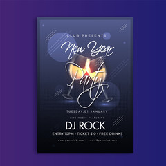 Sticker - New Year party celebration template or flyer design with date and venue details.