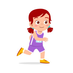 Canvas Print - happy kid girl train run marathon jogging