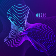 Wall Mural - music sound wave template. blue and purple colors illustration for your album cover design. abstract
